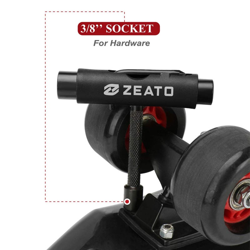 Zeato [Upgrade Version] All-In-One Skate Tools Multi-function Portable Skateboard T Tool Accessory with T-type Allen Key and L-type Phillips Head Wrench Screwdriver - Black - Image 5